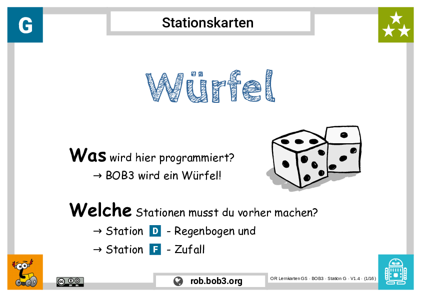 Lernstation G - Würfel - Deckblatt