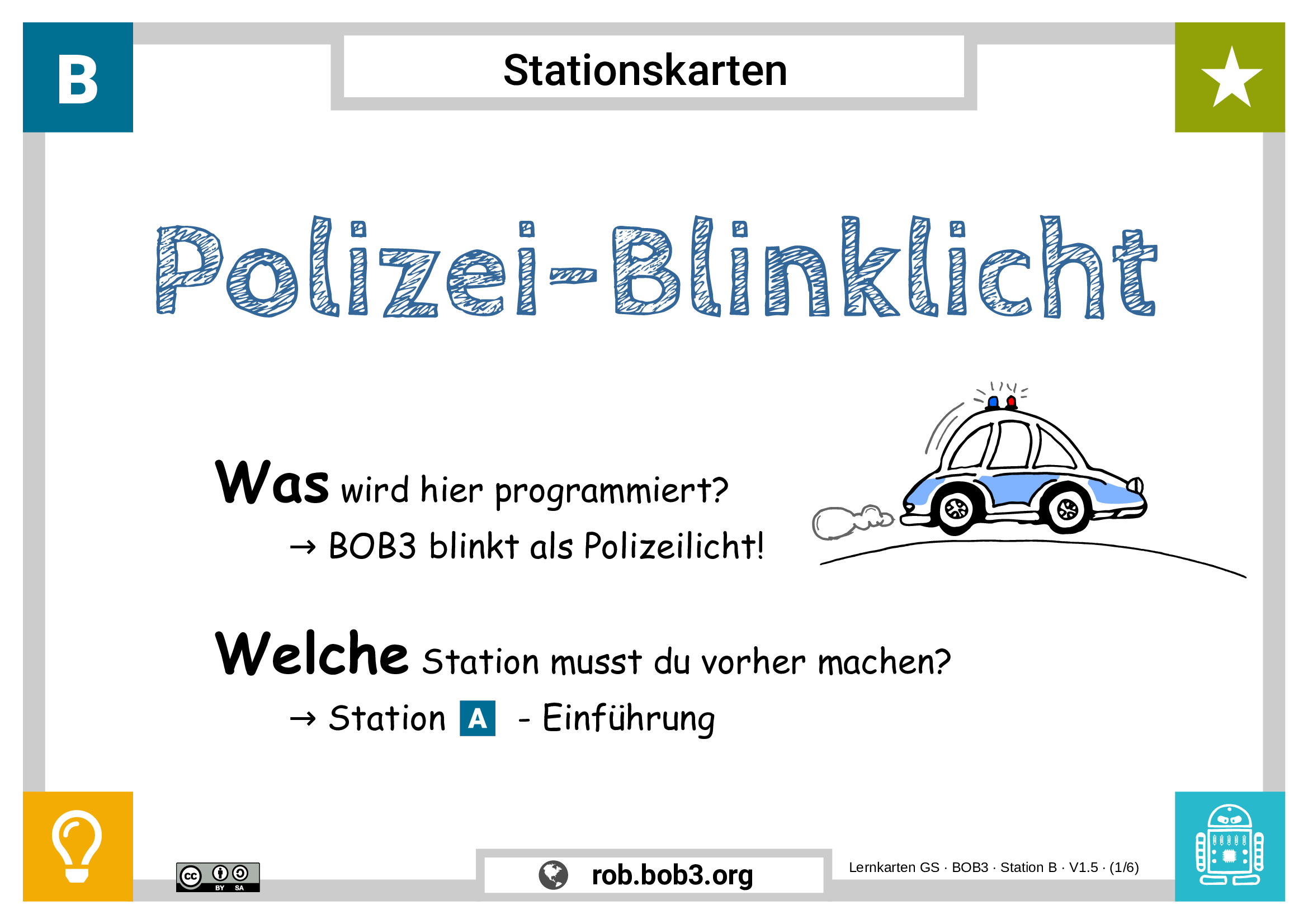 Lernstation B - Polizeiblinklicht - Deckblatt