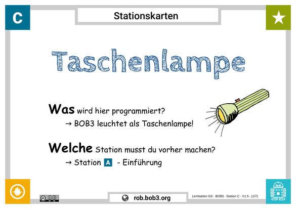 Lernstation C - Taschenlampe - Deckblatt