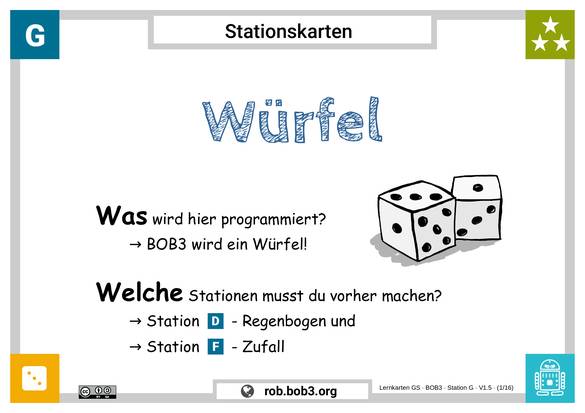 Lernstation G - Würfel - Deckblatt