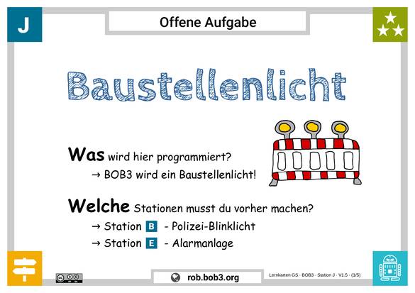 Lernstation J - Baustellenlicht - Deckblatt
