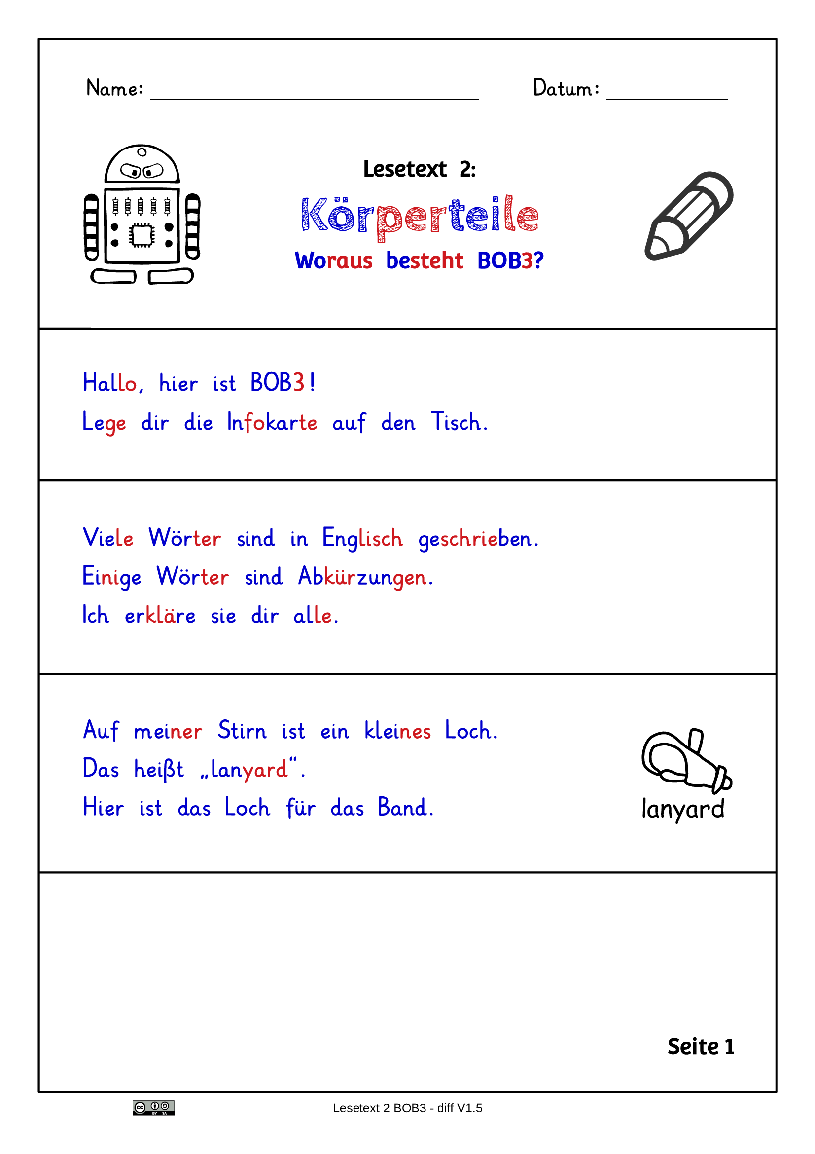 Lesetext 2 - Körperteile