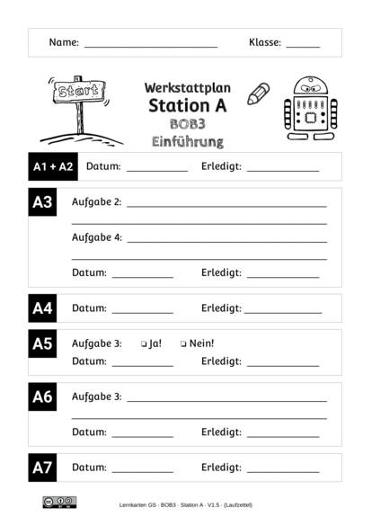 Werkstattplan Lernstation A