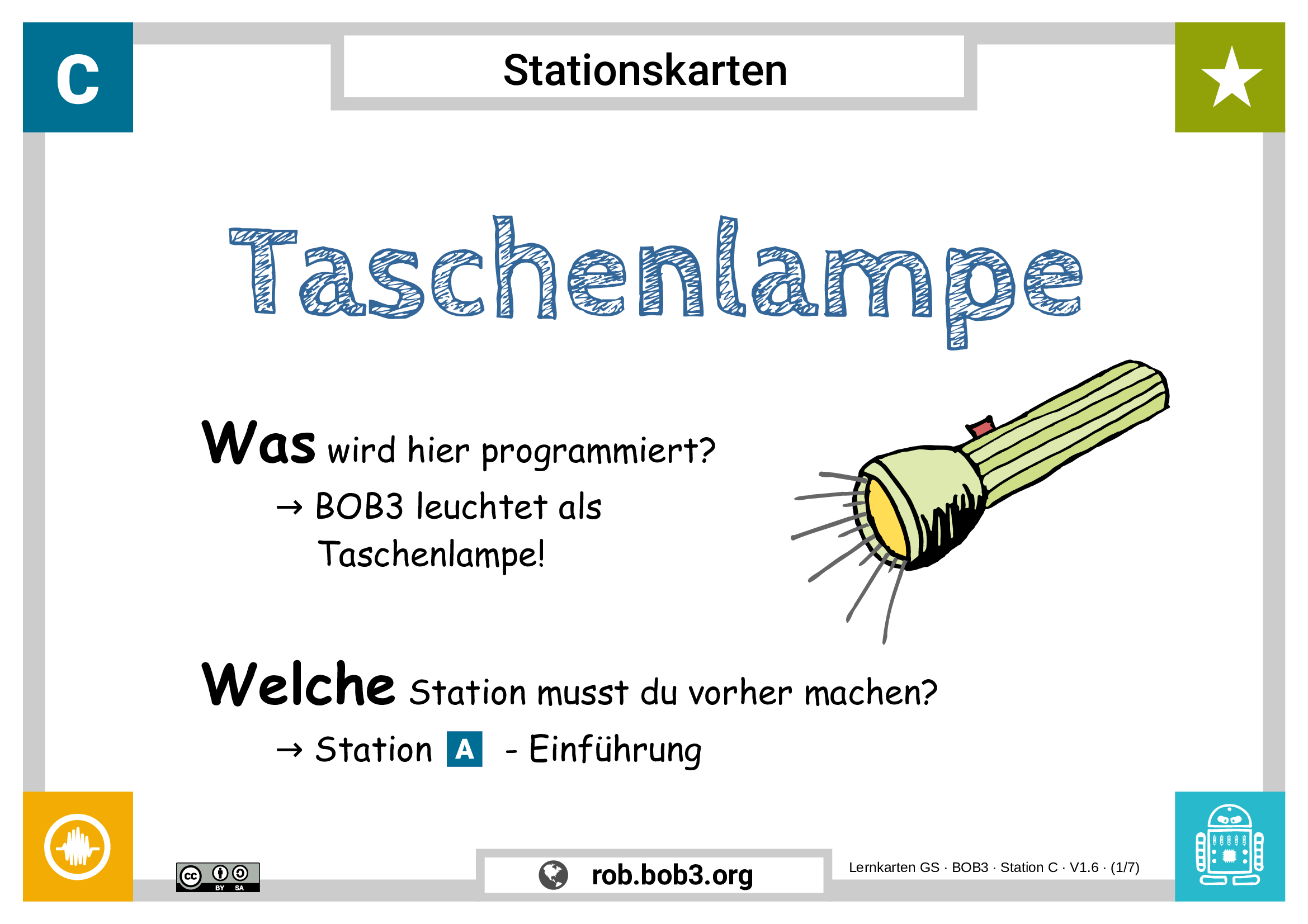 Lernstation C - Taschenlampe - Deckblatt