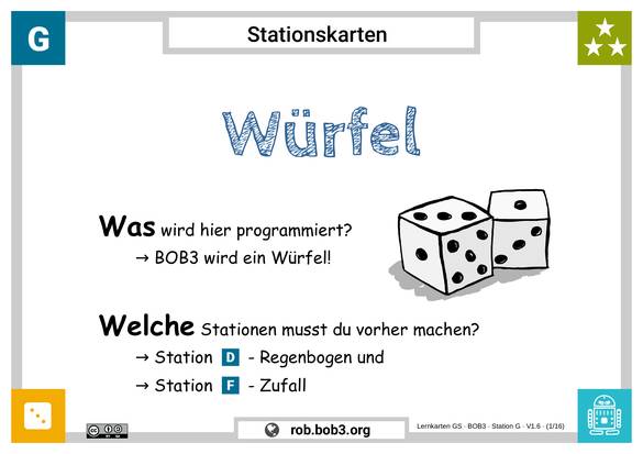 Lernstation G - Würfel - Deckblatt