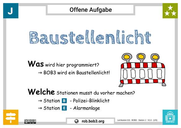 Lernstation J - Baustellenlicht - Deckblatt