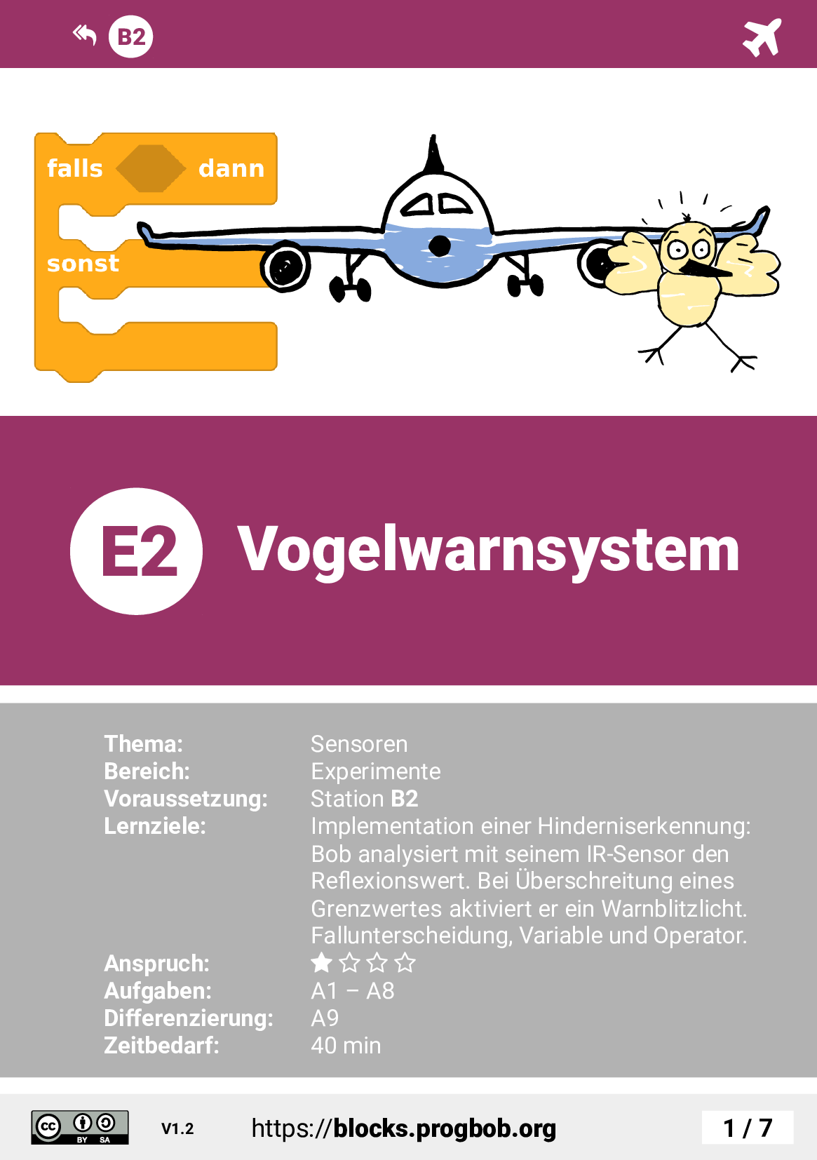 Station E2 - Vogelwarnsystem - Deckblatt