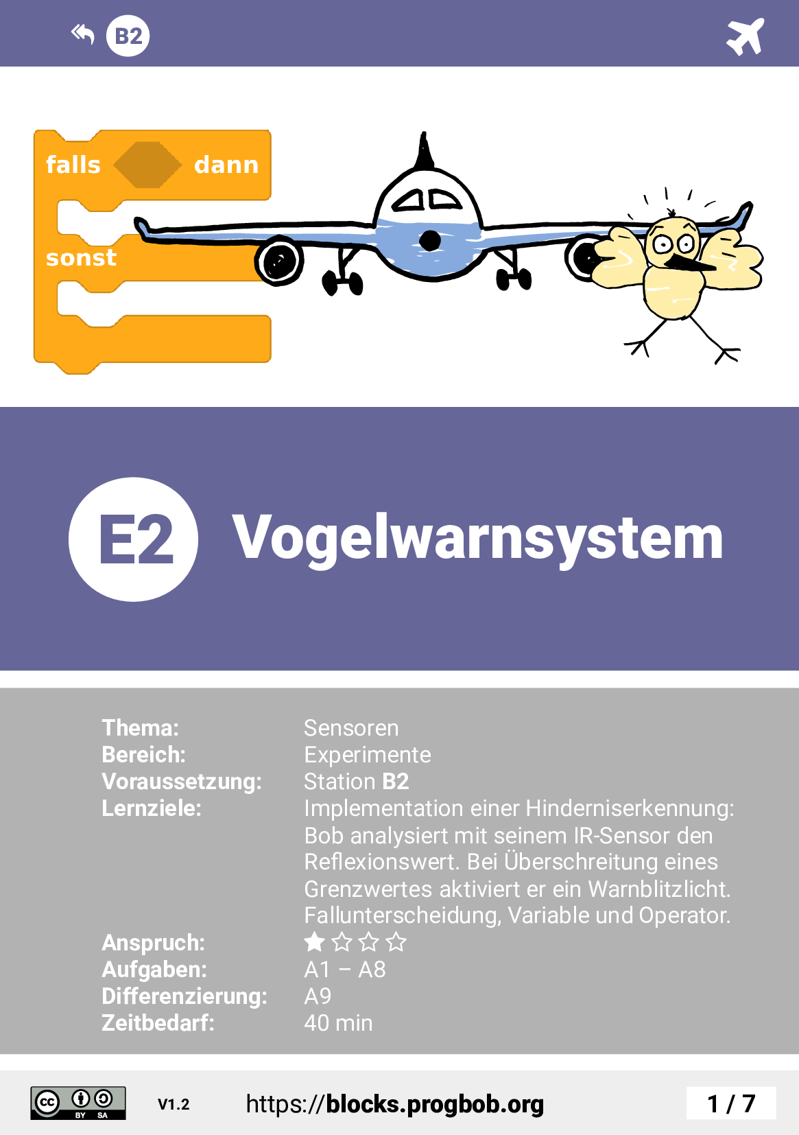 Station E2 - Vogelwarnsystem - Deckblatt