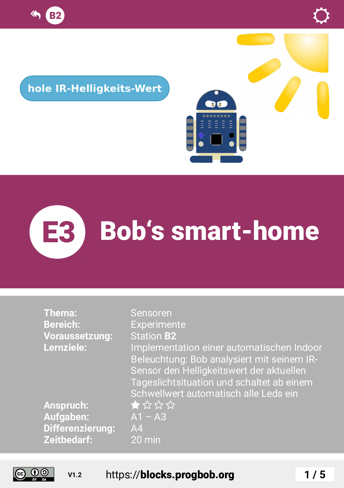 Station E3 - Bob's smart-home - Deckblatt