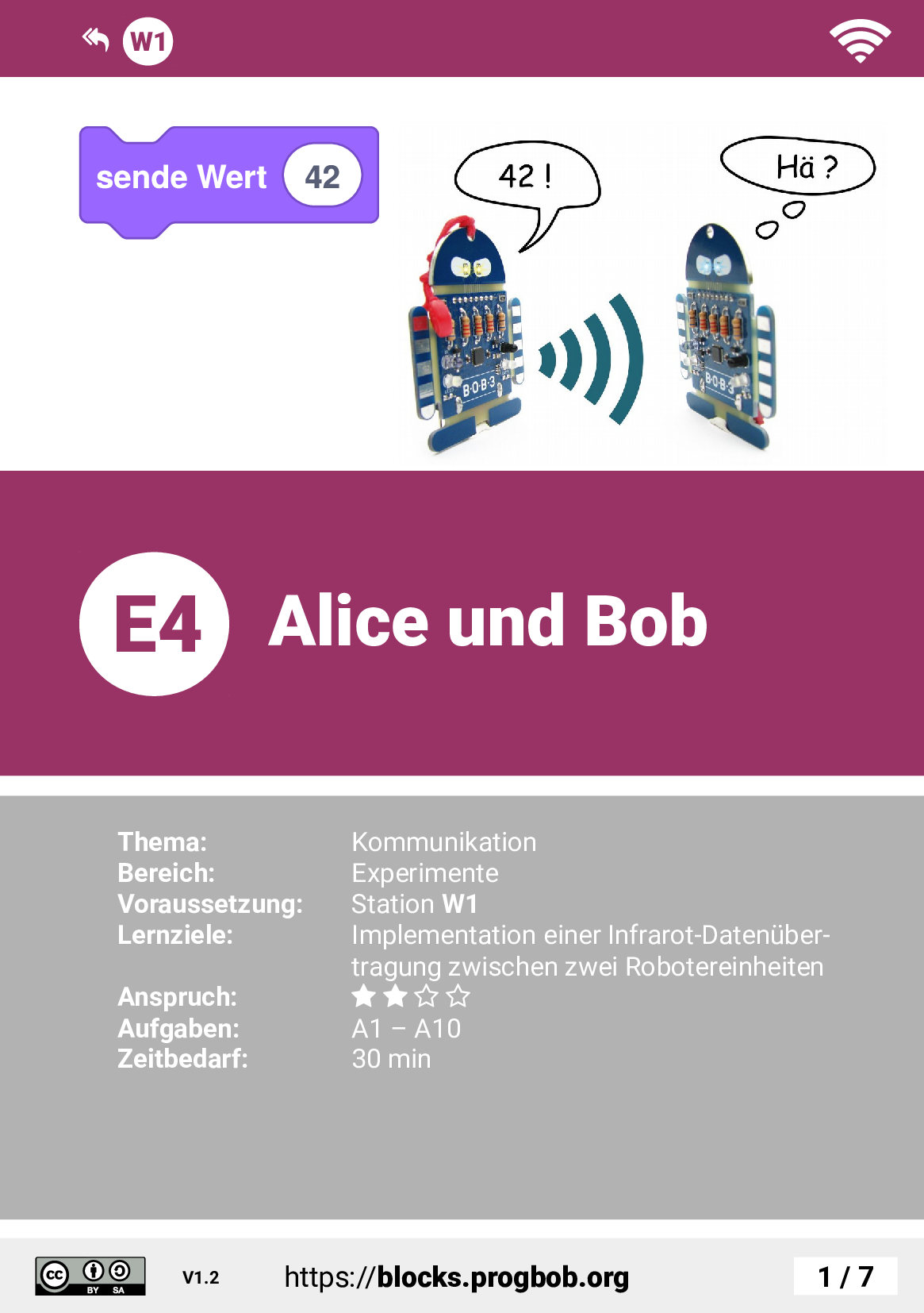 Station E4 - Alice und Bob - Deckblatt
