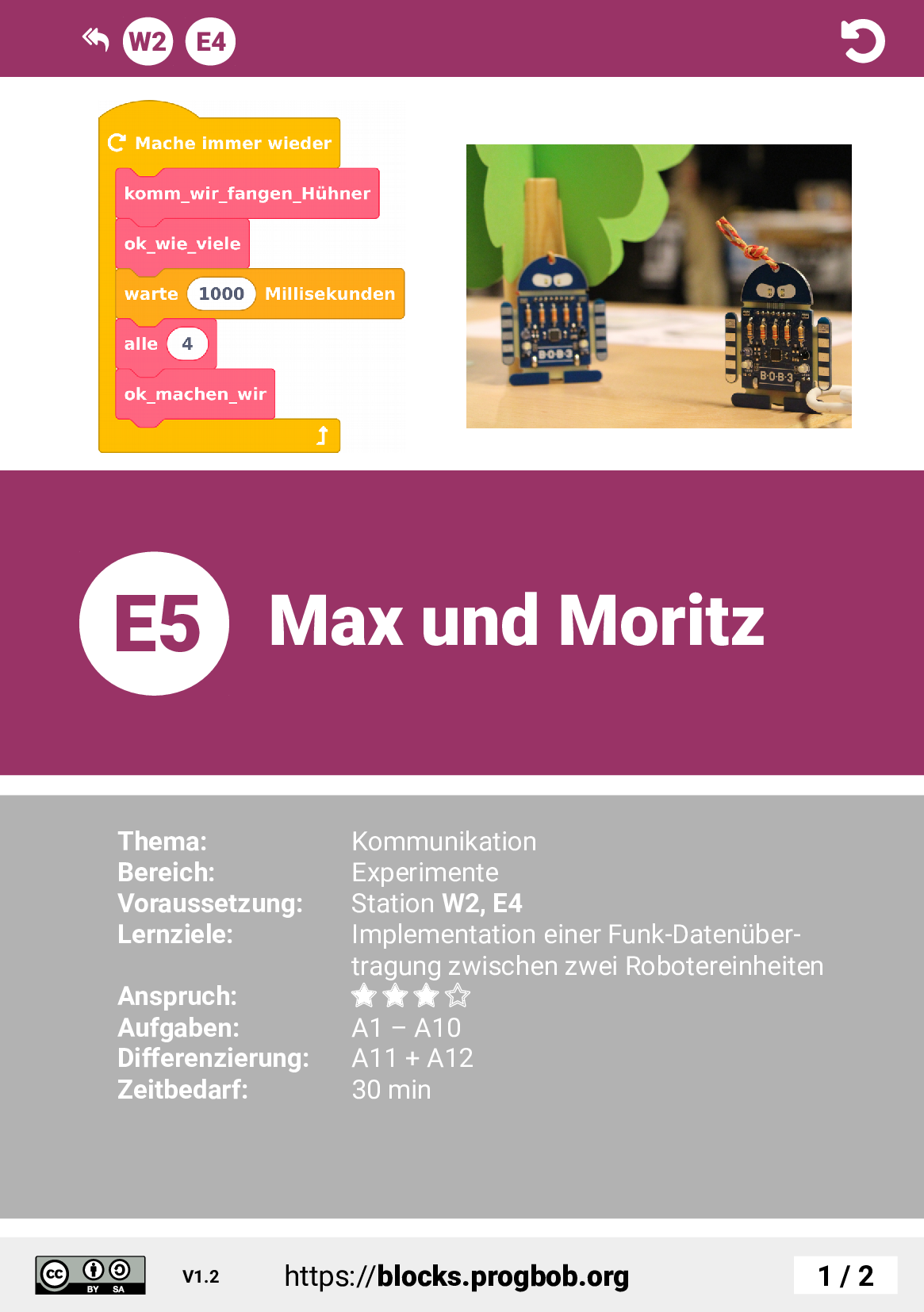 Station E5 - Max und Moritz - Deckblatt