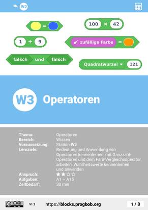 Station W3 - Operatoren