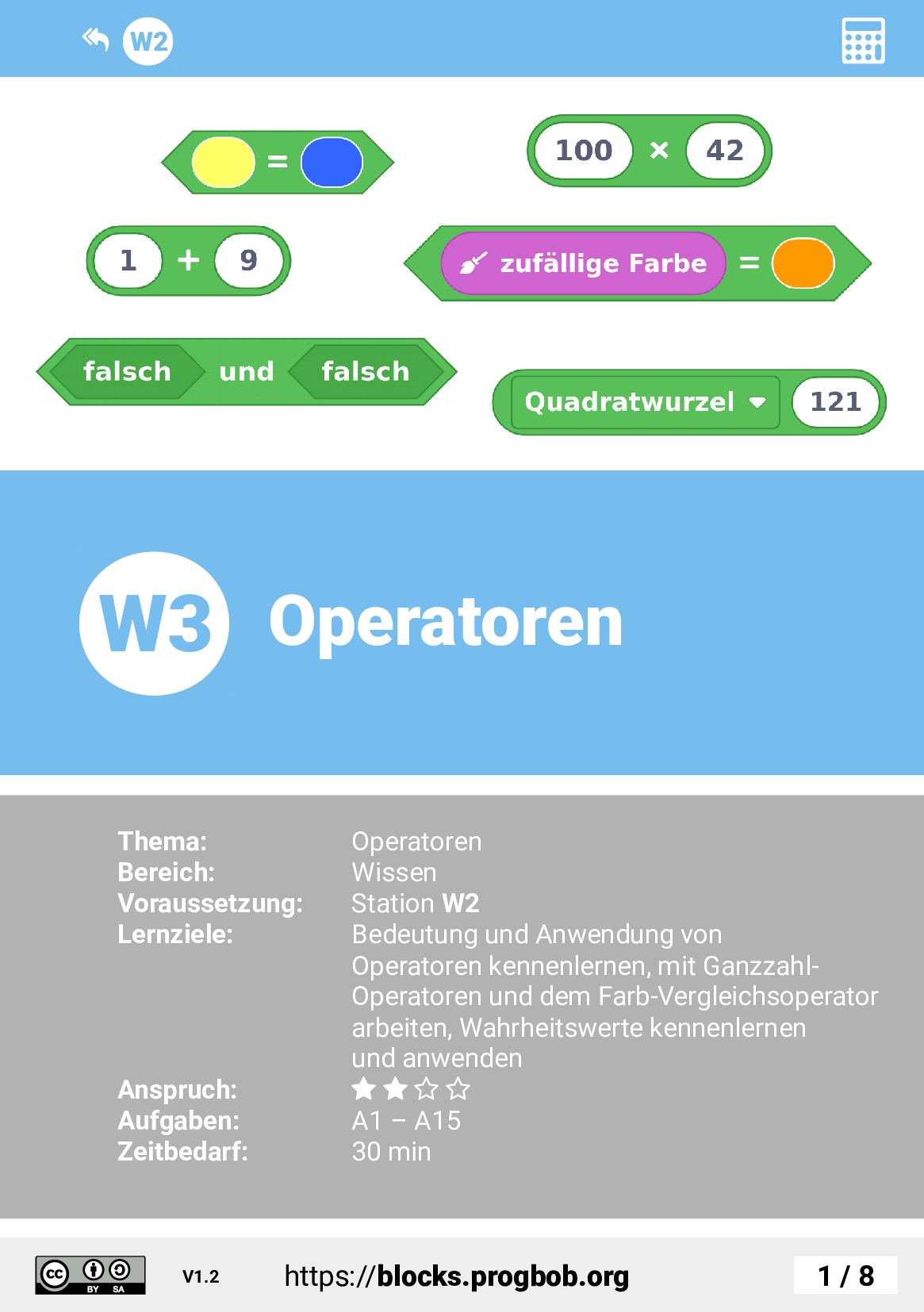 Station W3 - Operatoren - Deckblatt