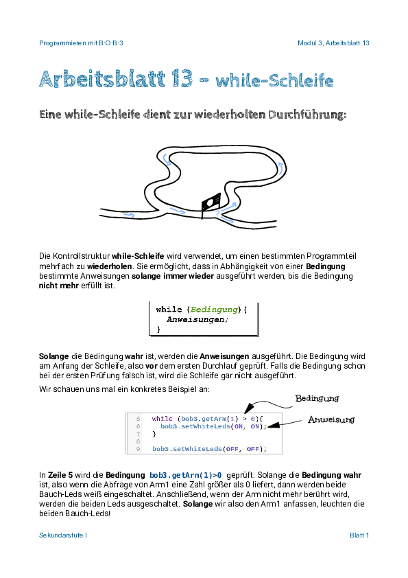 Arbeitsblatt 13 - while-Schleife - Deckblatt