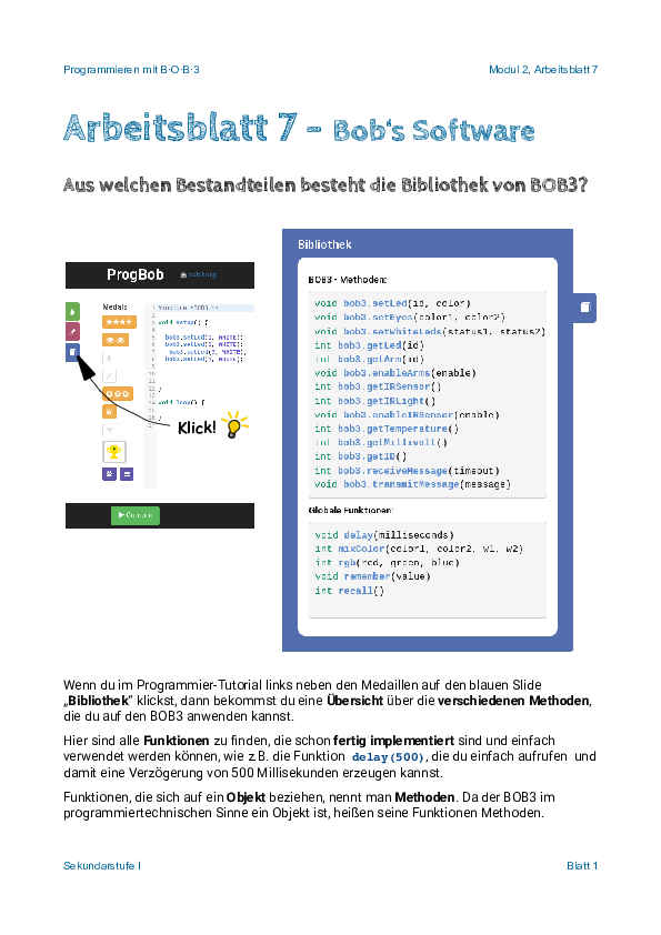 Arbeitsblatt 7 - Bob's Software - Deckblatt