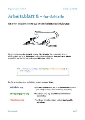 Arbeitsblatt 8 - for-Schleife
